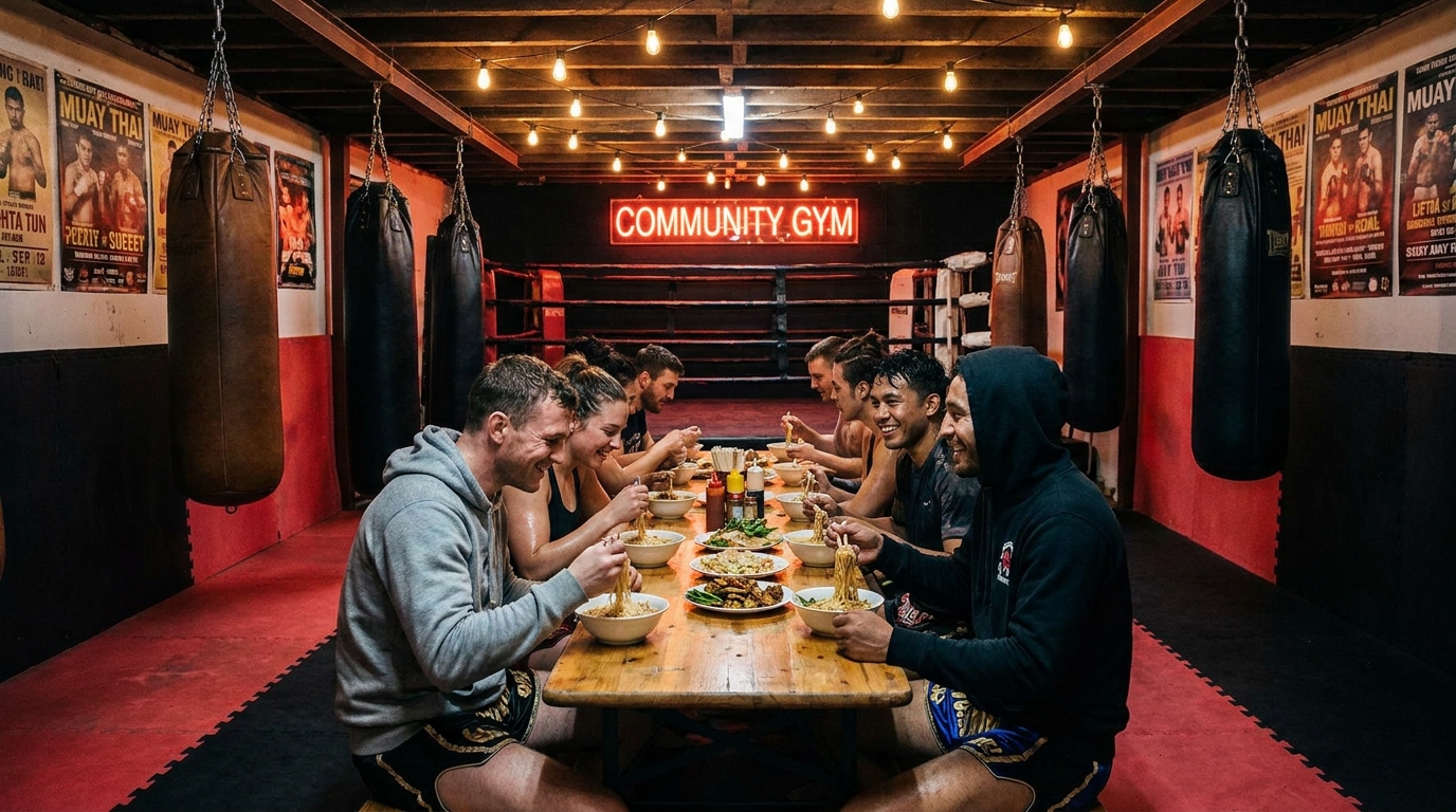 Shared dinner after training at the gym