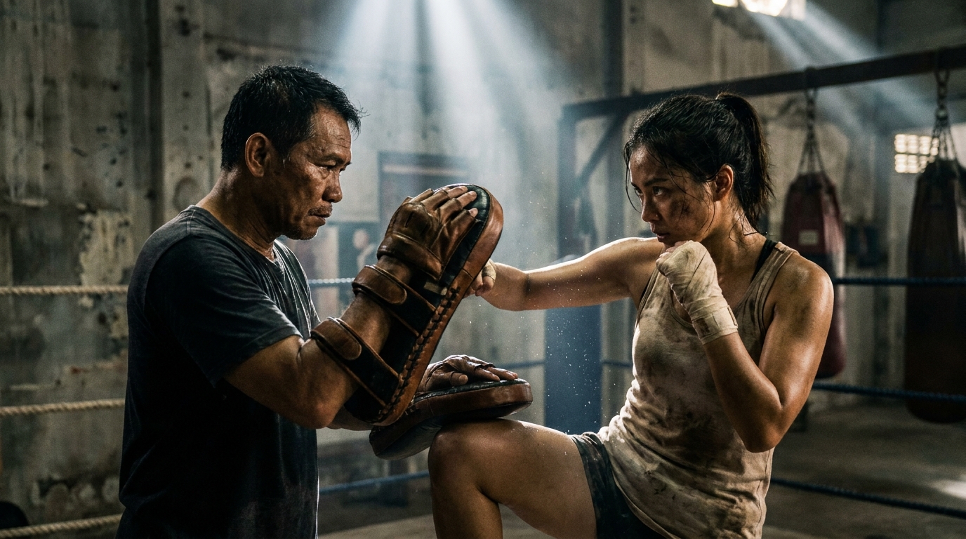 One-on-one Muay Thai training session